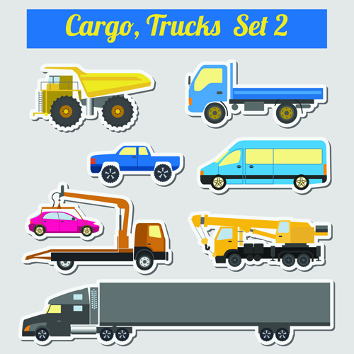 Set of transportation stickers vector material 11