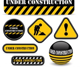 Shiny construction warning sign vector material
