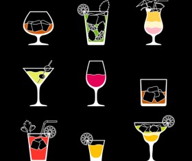 Simple summer drink icons vectors