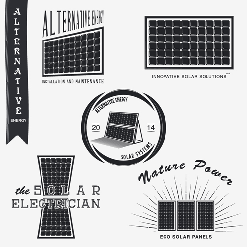 Solar energy vintage logos vector material 02