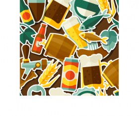 Sticker beer seamless pattern vector
