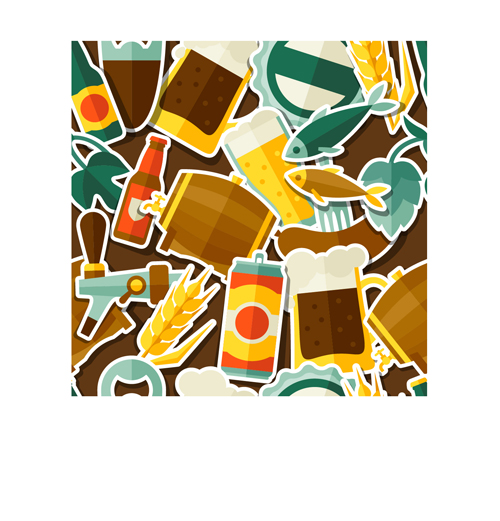 Sticker beer seamless pattern vector