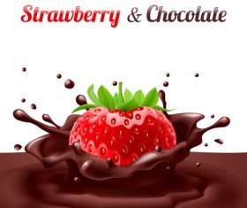 Strawberries with chocolate creative vector