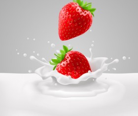 Strawberries with milk vector backgrounds 01