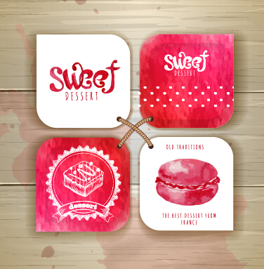 Sweet dessert tags vectors material 01