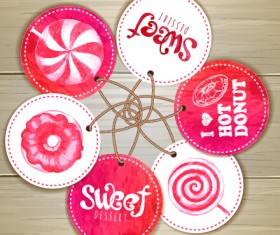 Sweet dessert tags vectors material 02