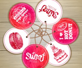 Sweet dessert tags vectors material 03