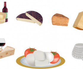 Tasty cheese food vector set 03