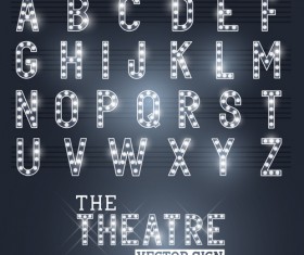 Theatre neon light alphabet vector material 01