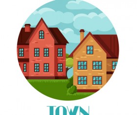 Town house vector design 01