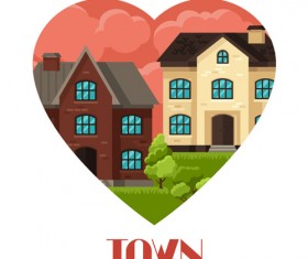 Town house vector design 02