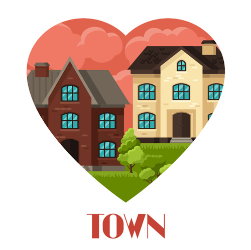 Town house vector design 02