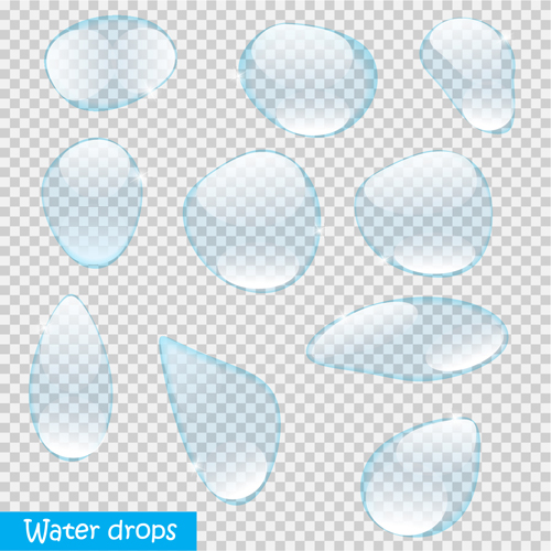Transparent water drops illustration vector material 06