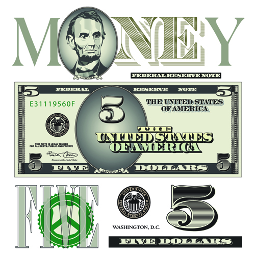 Vector money with dollars design template 05