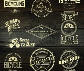 Vintage badges with labels and wood background vector 02