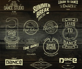 Vintage badges with labels and wood background vector 04