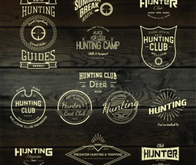 Vintage badges with labels and wood background vector 05