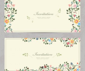 Vintage flower Invitation cards vectors 01