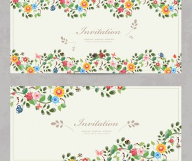 Vintage flower Invitation cards vectors 02