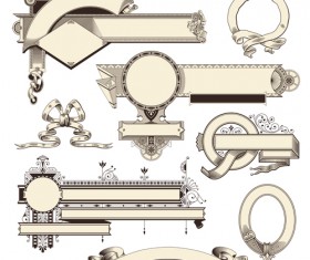 Vintage frames ornaments with ribbon vector
