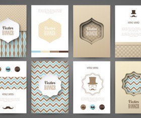 Vintage ornate background art set vector 01