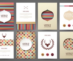 Vintage ornate background art set vector 02