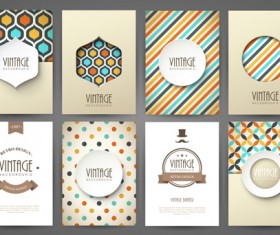 Vintage ornate background art set vector 03