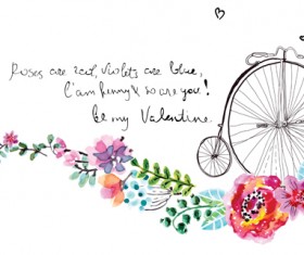 Watercolor flower wedding invitation vector graphics 02