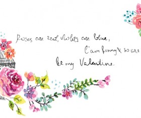 Watercolor flower wedding invitation vector graphics 03