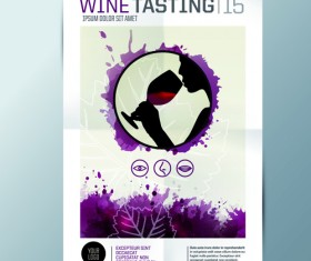 Watercolor wine menu design vector 01