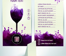 Watercolor wine menu design vector 02