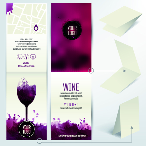 Watercolor wine menu design vector 03