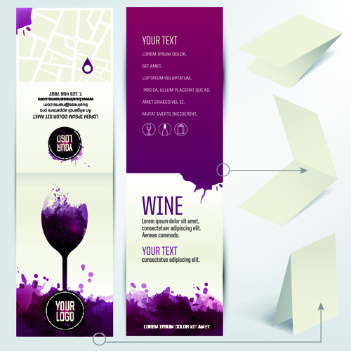 Watercolor wine menu design vector 07