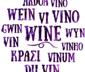 Wine text watercolor vector material