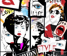 Woman with fashion elements template vector 02