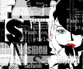 Woman with fashion elements template vector 03