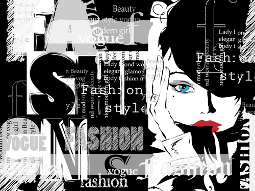 Woman with fashion elements template vector 03