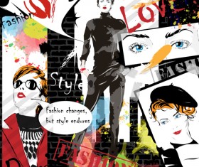 Woman with fashion elements template vector 04