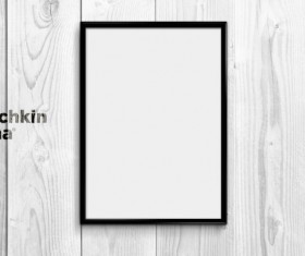Wooden board with photo frame psd background
