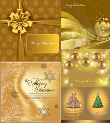 Luxury gold christmas background vector set