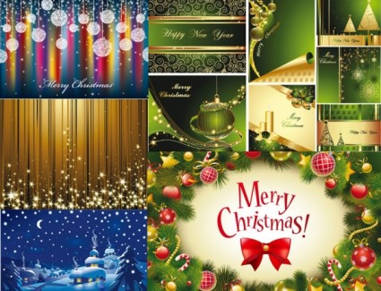 Ornate christmas shiny background vectors material