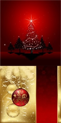 Red with gloden christmas art background vector