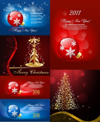 Vector set of christmas shiny background material 02