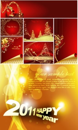 Vector set of christmas shiny background material 04
