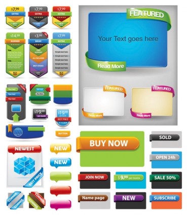 Price banner with website button colored vector