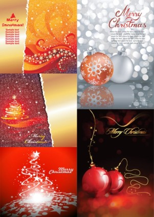Vector set of christmas shiny background material 05