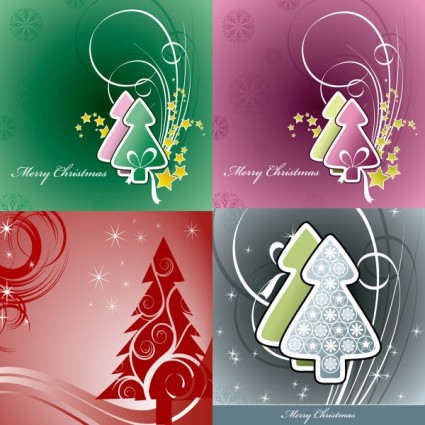 Simple Christmas tree and stars vector background