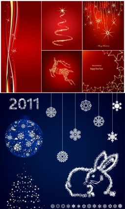 Vector set of christmas shiny background material 03