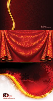 Curtain brocade ornate vector background 01