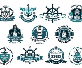 land and sea labels vintage style vector 03